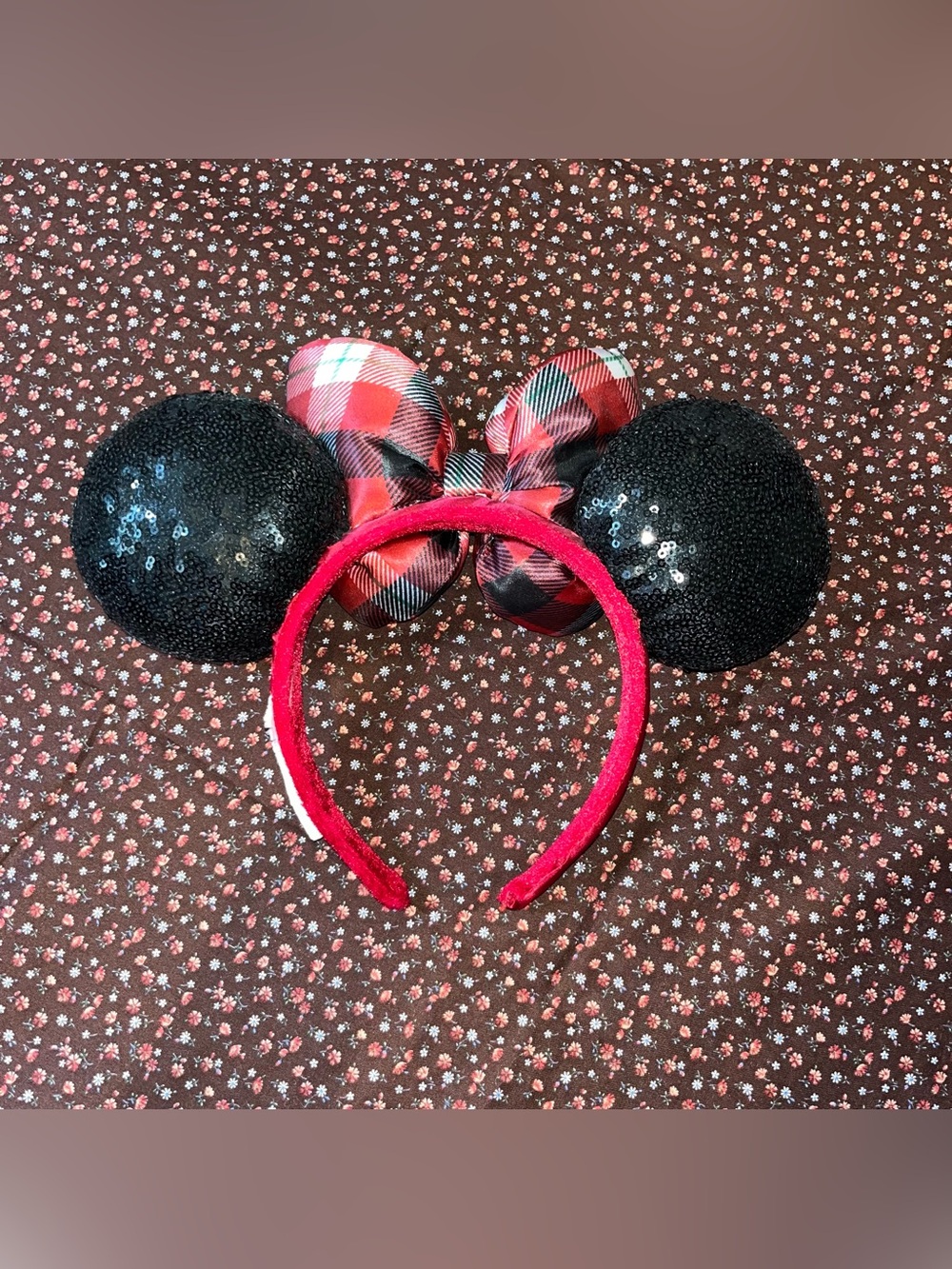 Disney Parks 2018 Christmas Holiday Sequin Minnie Ears Headband. No tag. - Picture 2 of 3